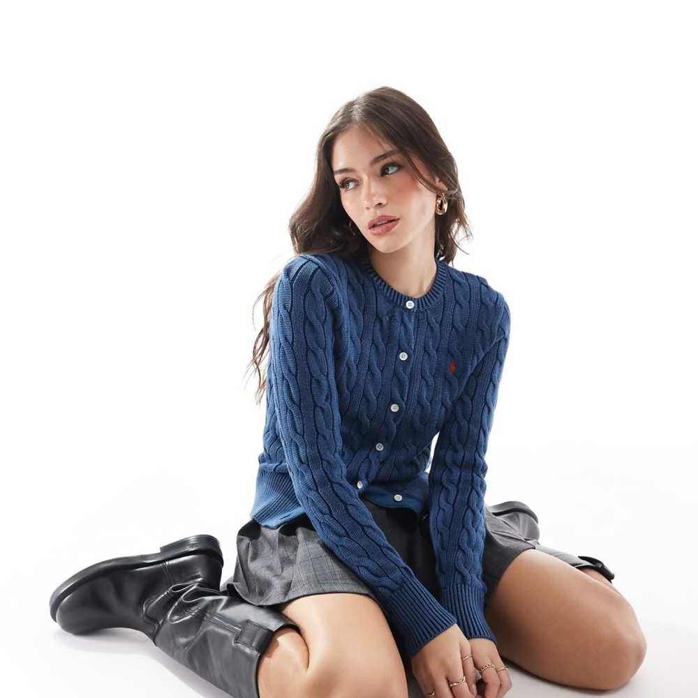 Polo Ralph Lauren Blue Cable Knit Cardigan